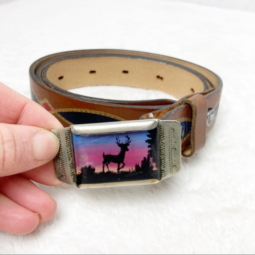 Hickok Saddle Leather Women Boho Belt with handmade buckle